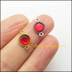 20 New Round Charms Red Glaze Wheel Pendants Connectors 8.5x13mm