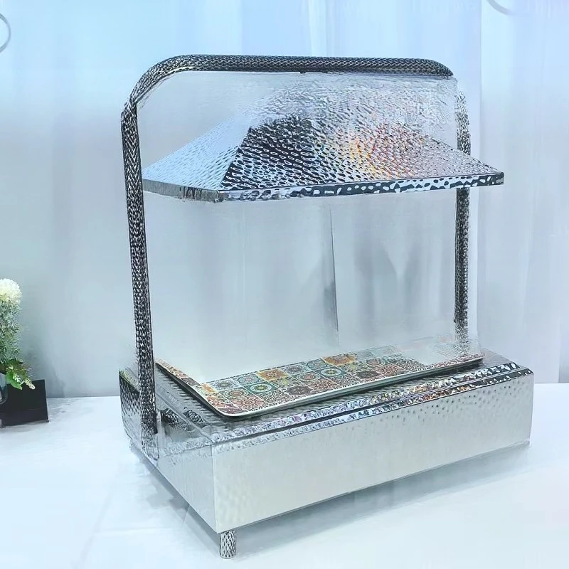 

Restaurant Equipment Luxury Hanging Rectangular Stainless Steel Ceramic Hot Pot Food Heater Hot Pot Buffet Set