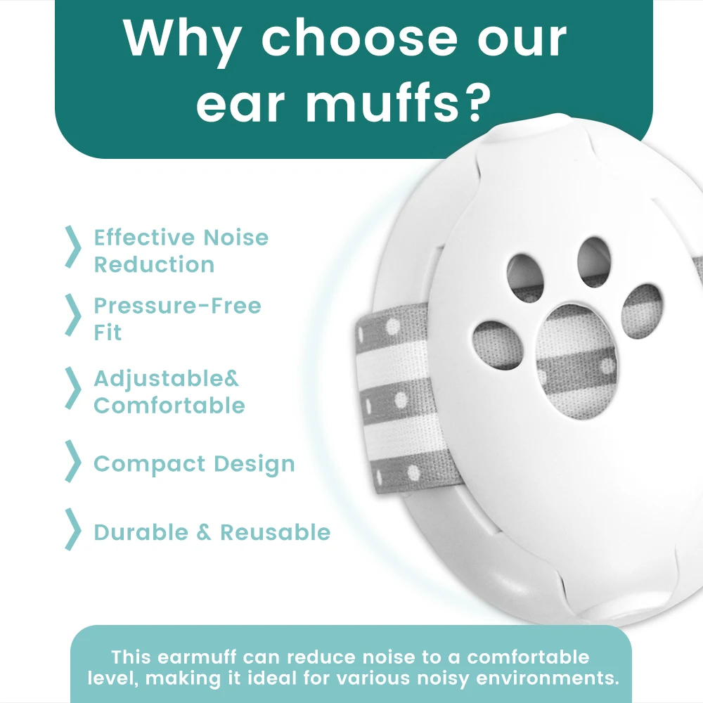 Ear Muffs for Infants with Elastic Headband, Baby Earmuffs Ideal for Flights, Baby Ear Noise Reduction Earmuffs - Baby Headphone image 5