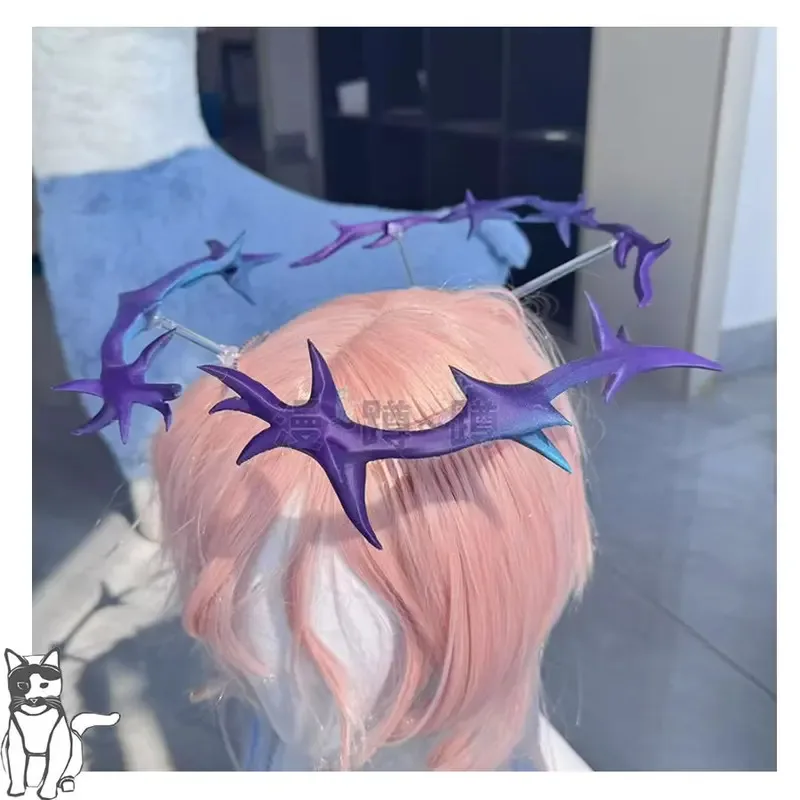 Zizi 2025 Wuthering Waves Cartethyia Fleurdelys Cosplay Hiasan Kepala Aksesori Tanduk Panjang Permainan Anime Properti Permainan Peran Pesta Halloween
