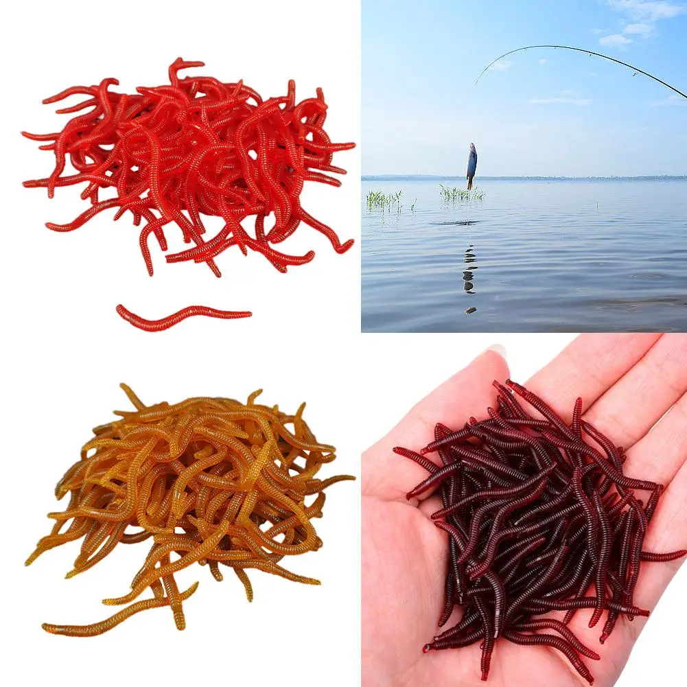 50/100pcs Fishy Smell Red Worms Soft Bait Simulation Lures Fishing Artificial Earthworm Silicone Carp Bass P5a5