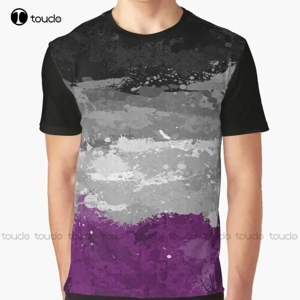 Abstract Paint Splatter Asexual Pride Flag Pattern Graphic T-Shirt Anime Shirts For Men Digital Printing Tee Shirts New Popular