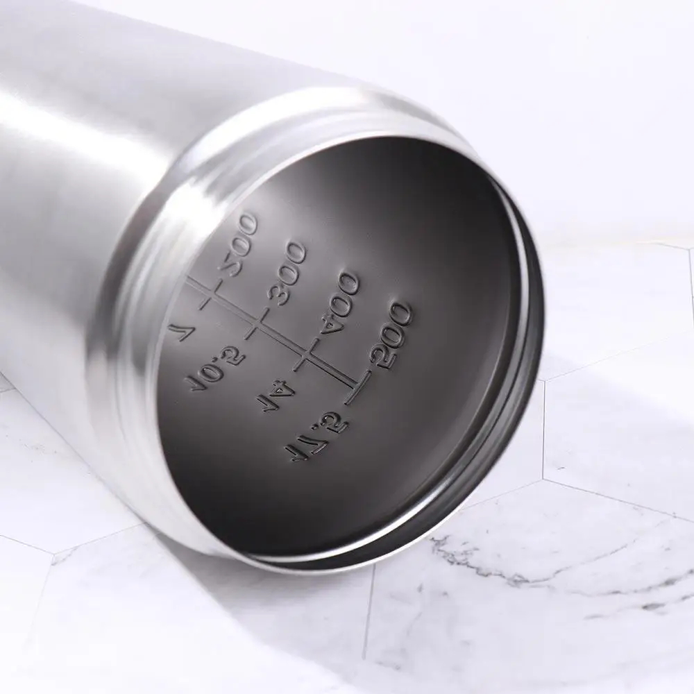 

304 Stainless Steel Whey Shakes Cup with Scale 500ml/750ml Protein Powder Bottle Leak Proof Large Capacity