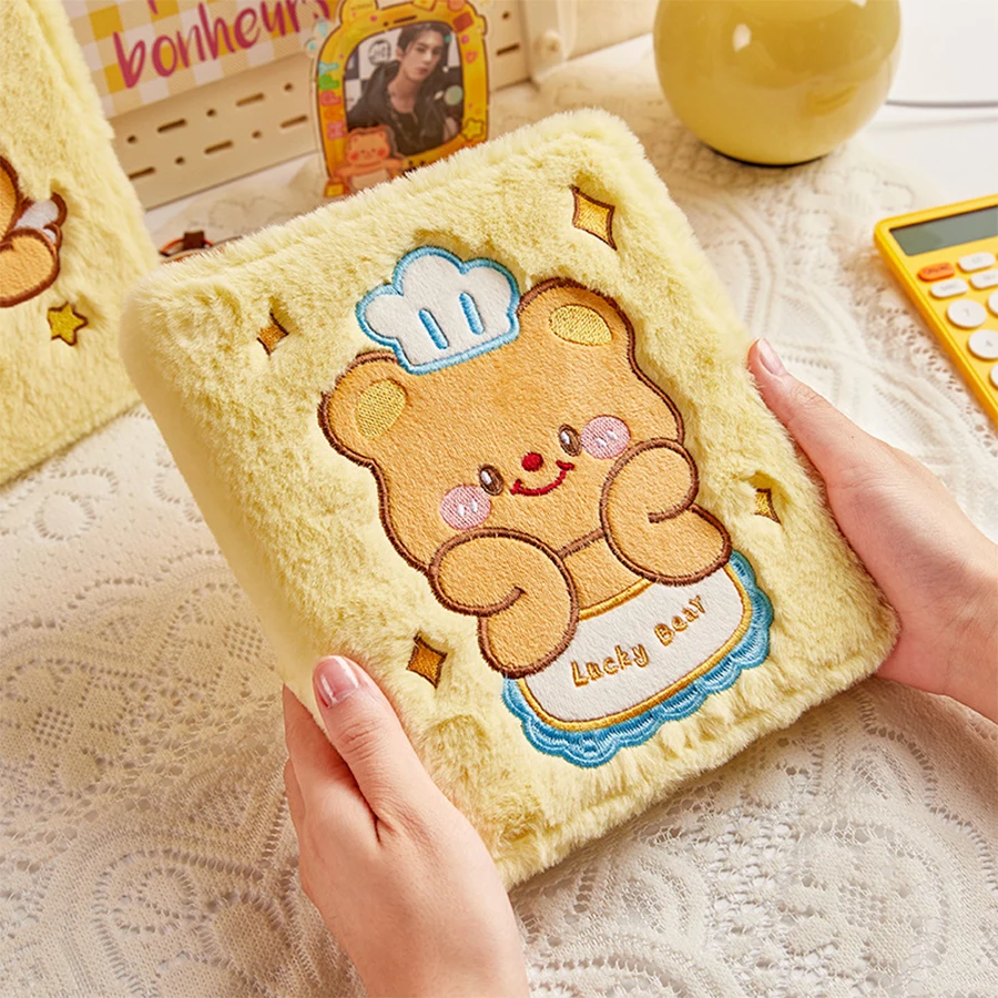 كتاب بطاقات الدب الكريمي القطيفة 4 ألبوم صور شبكي كتاب تذكار ستار تابع 3 بوصة كتاب تخزين البطاقات الصغيرة #4