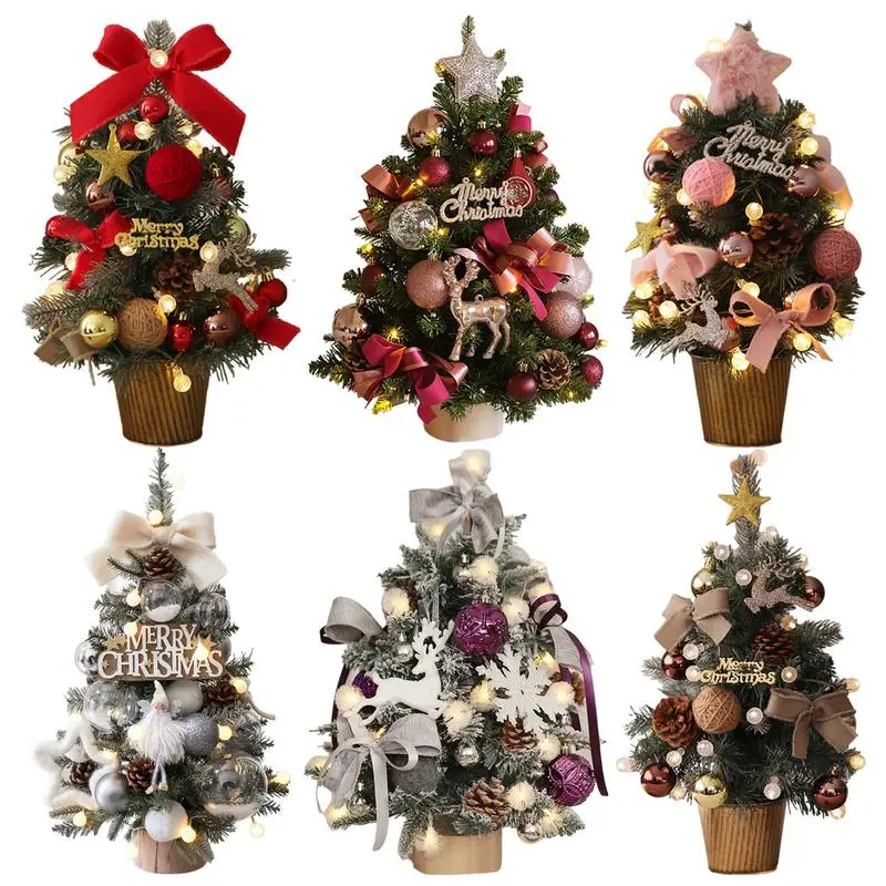 Table Christmas Tree 18-Inch Christmas Trees Table Ornaments Happy Christmas Decoration  Table Centerpieces Lighted Tree Decor