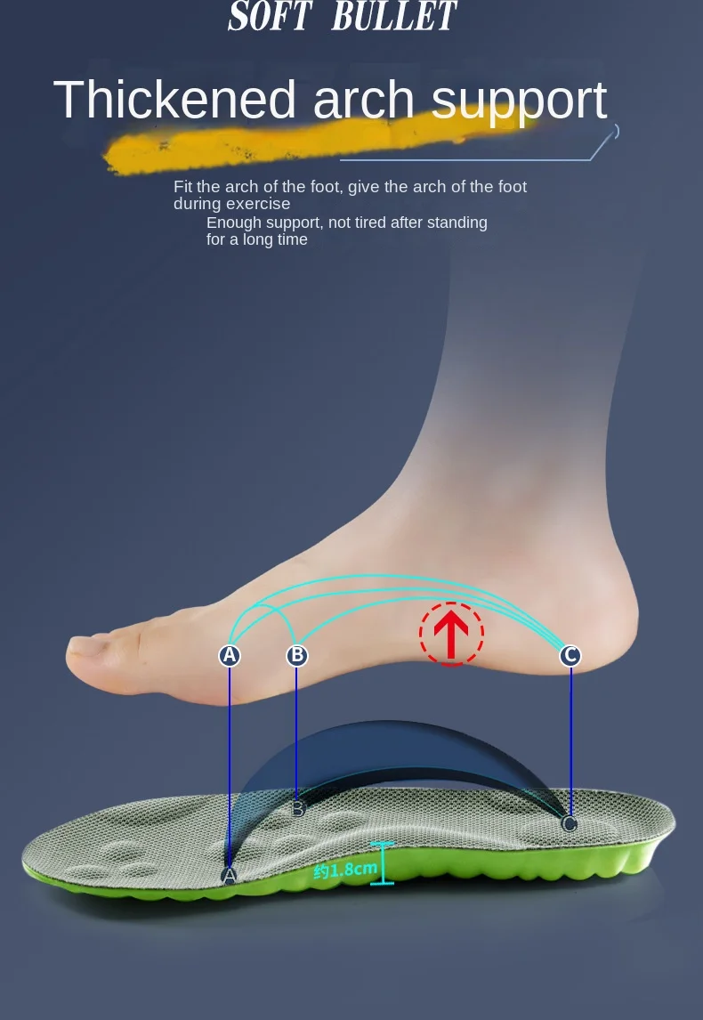 4D-Massage-Schuheinlagen, Superweiche Latex-Sport-Einlegesohlen für Füße, Laufschuhe, Basketballschuhe, Fußgewölbestütze, Orthopädische Einlagen, Unisex – Detail 6