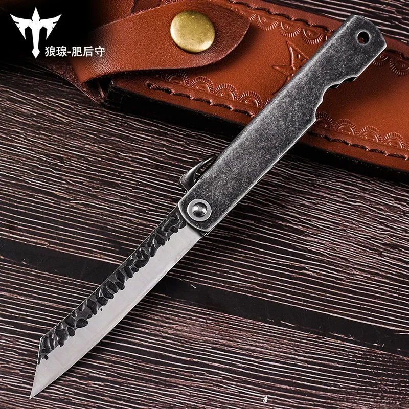 wolf Small Straight Knife Fruit Knife Portable Outdoor survival knife black handle Camping Hunting Hike collection gifts