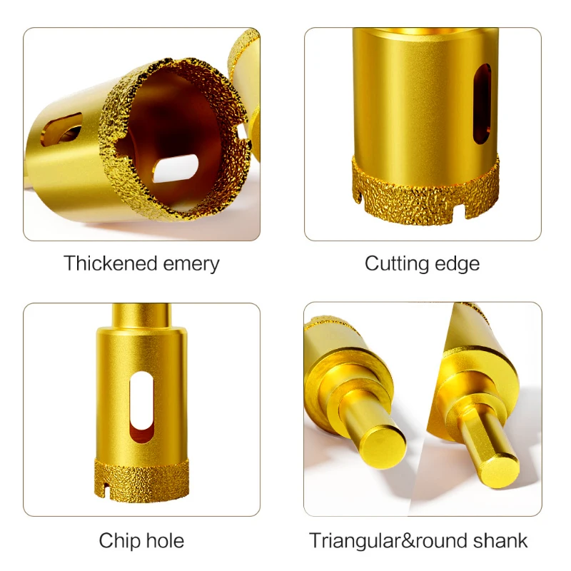 12PCS Brazing Hole Opener Set Granite Marble Multi-purpose Drilling Bit Vitrified Brick Ceramic Stone Reaming Bit Kit with Box