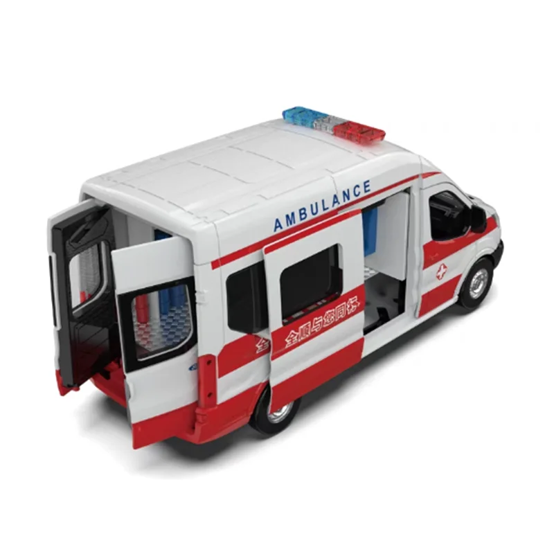 Diecast 1:35 Scale Transit Ambulance Alloy Car Model Static Collection Decorated Holiday Toys Souvenir Gift