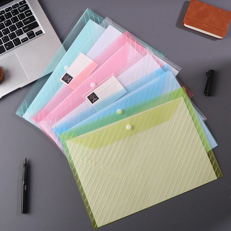 

10Pcs A4 Documents Filing Storage Bag Transparent Plastic File Bag Student Organizer Information Pocket Folders Stationery