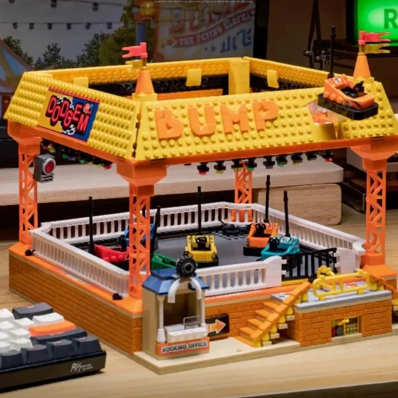 1099PCS Ideen Autoscooter Baustein Set Street View Vergnügungspark Modulare Baustein Montage Modell Magnetische Spielzeug Geschenk