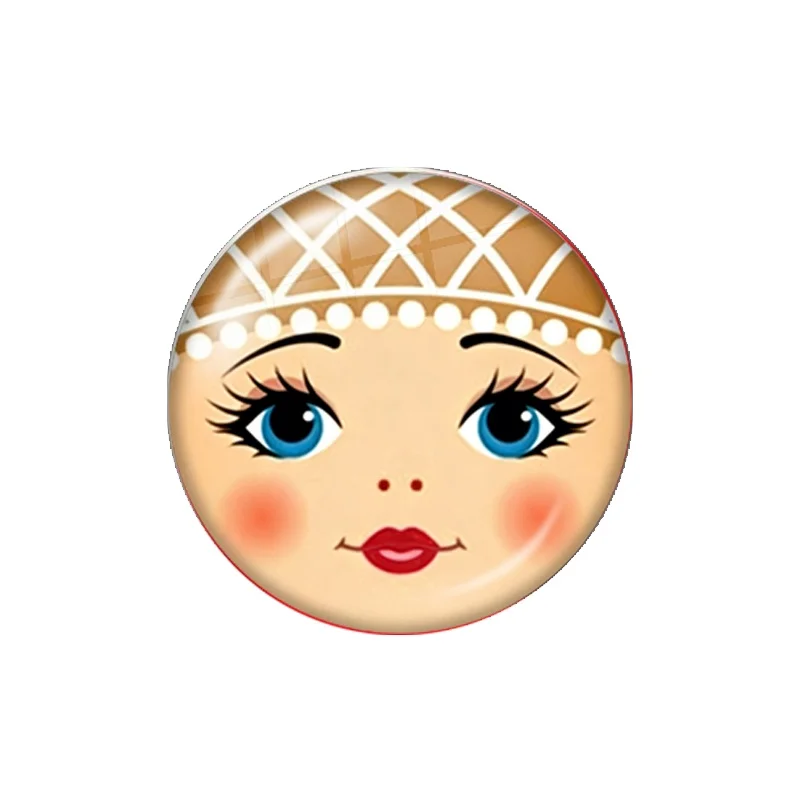 Matryoshka Doll Face Russian Girl Doll Photo 10pcs 12mm/18mm/20mm/25mm/30mm Round Photo Glass Cabochon Demo Flat Back Making