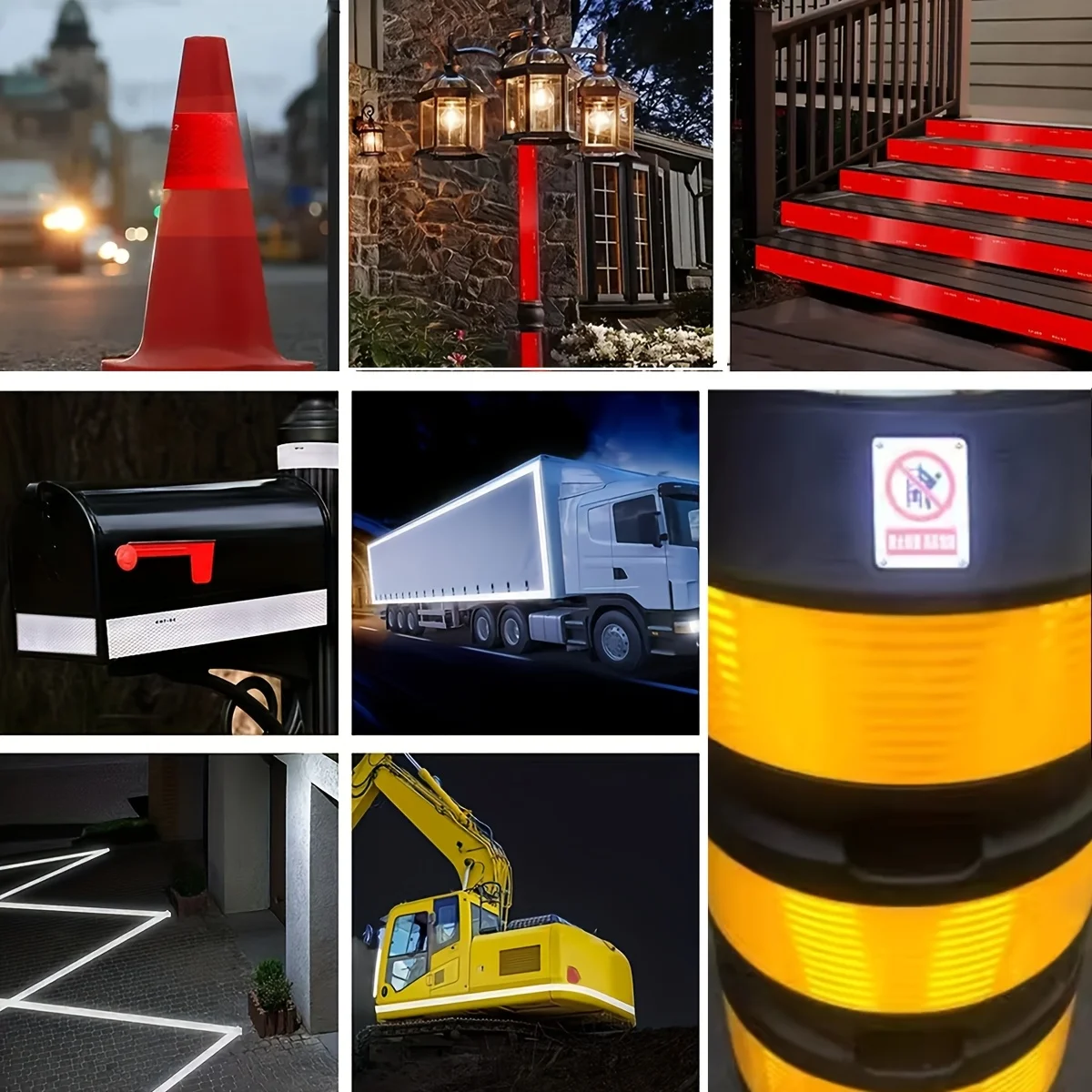 반사 안전 테이프 고강도 반사 안전 마크 자체 접착 경고 스트립 방수 안전 테이프