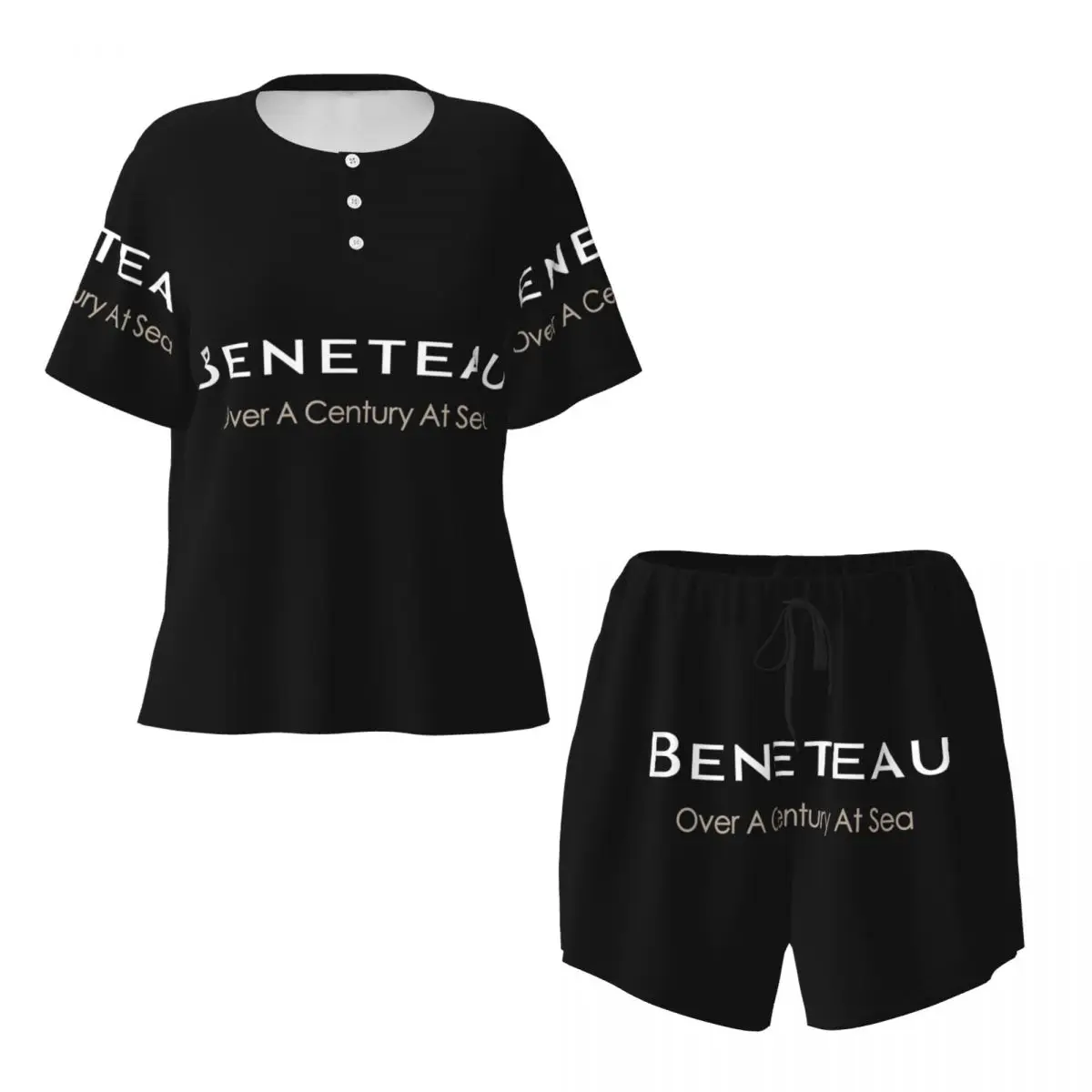 Beneteau Sailboat Sailing Yacht POCKET SIDE Round Neck Short Sleeve Nightgowns for Sleeping Sleepshirts Women Soft
