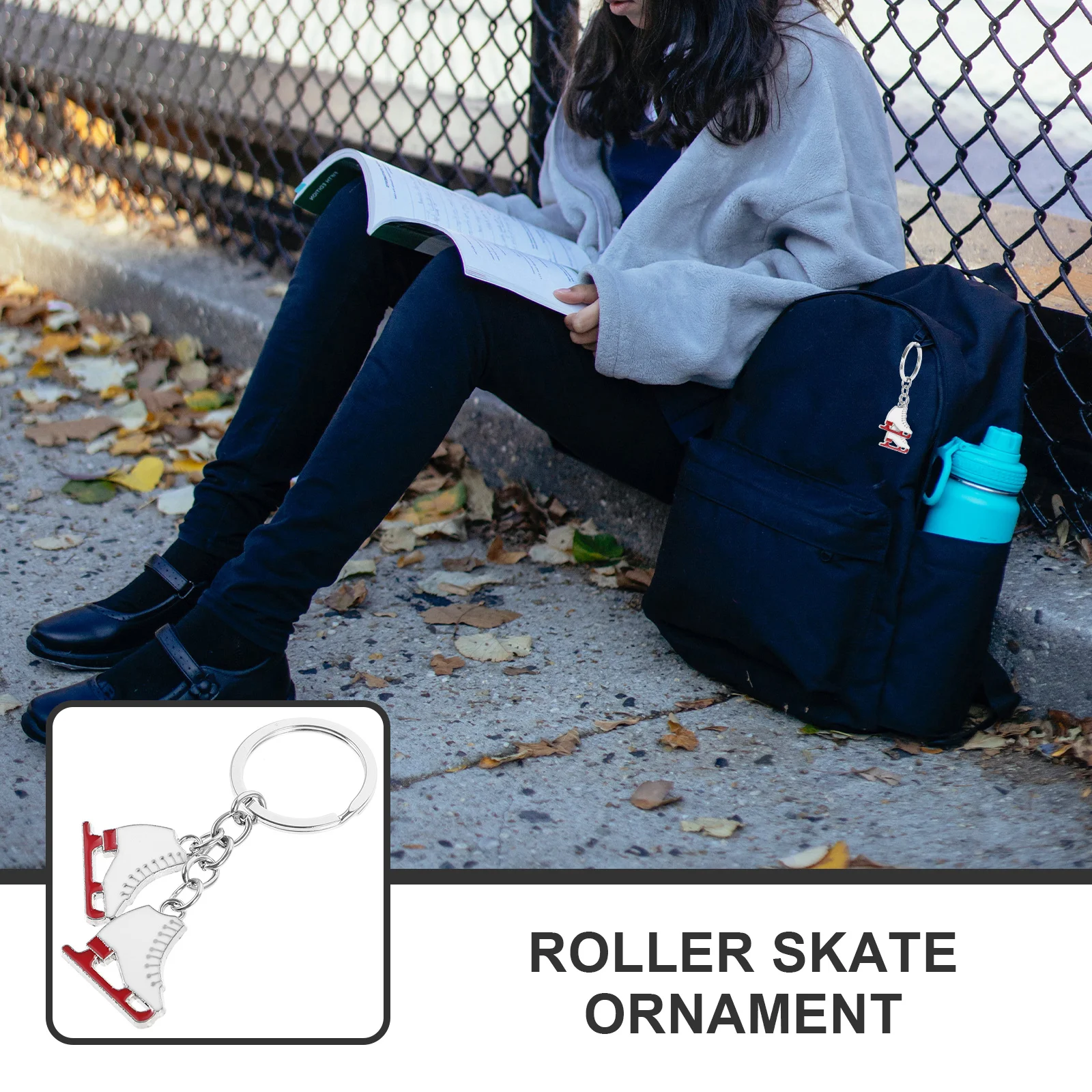 

Small Roller Skate Shaped Keychain Zinc Alloy Hanging Ornament for Backpack Handbag Decor Wear-Resistant Portable Charm