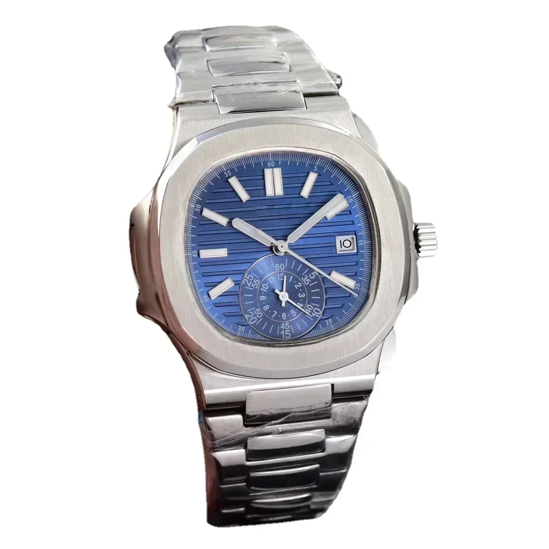 

Luxury New Mens Mechanical Automatic Watch Dual Time Moon Phase Black Blue Relogio Masculino