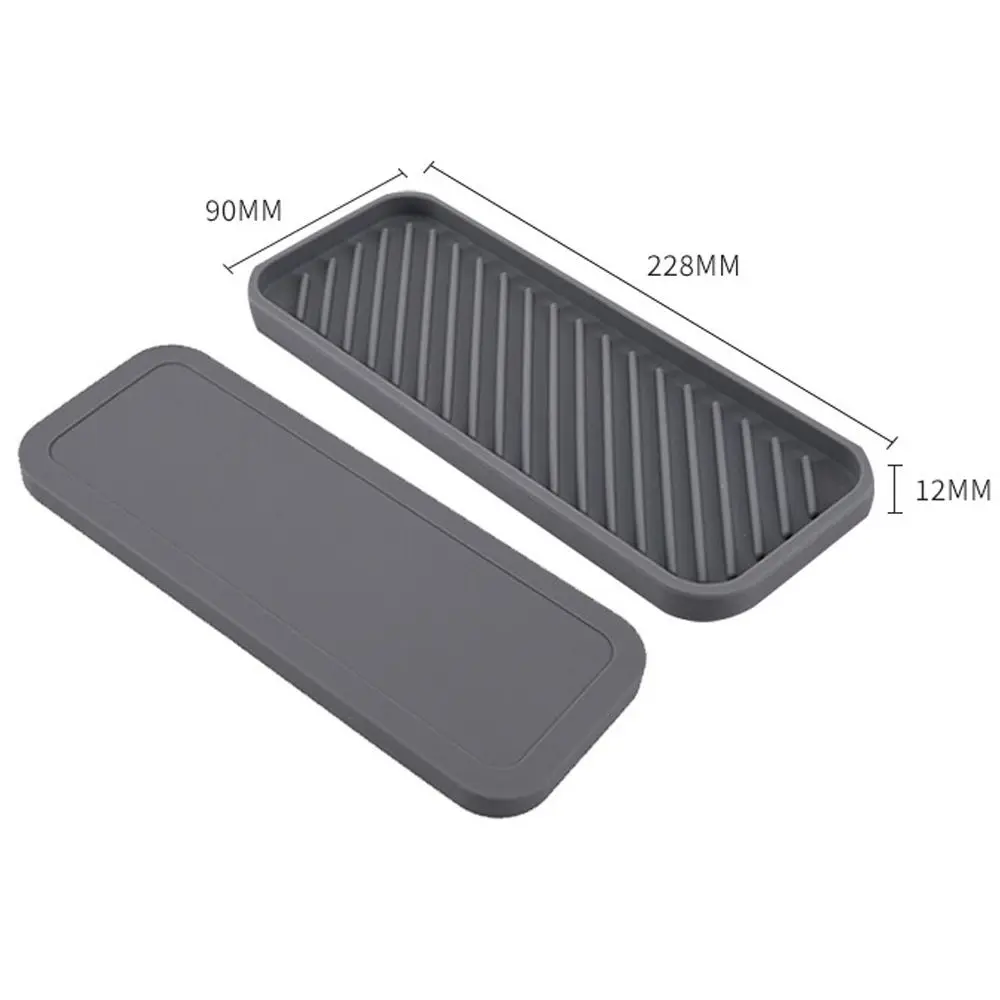 Kitchen Sink Silicone Tray Soap Dish Holder with Built-in Drain Lip Draining Countertop Sink Scrubber