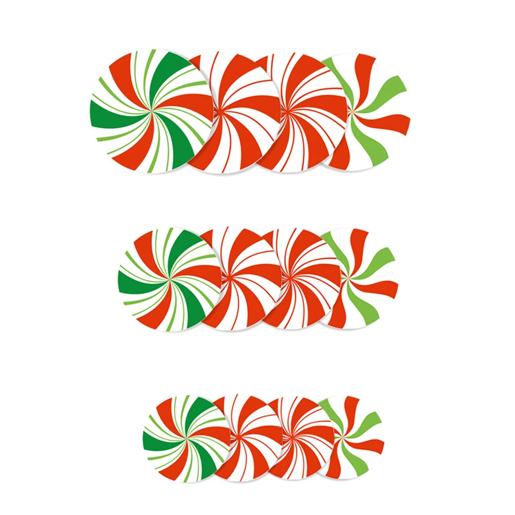 

12Pcs Candy Stickers Round Self-Adhesive Floor Decals Christmas Window Wall Decoration Party Festival Home Christmas Decals