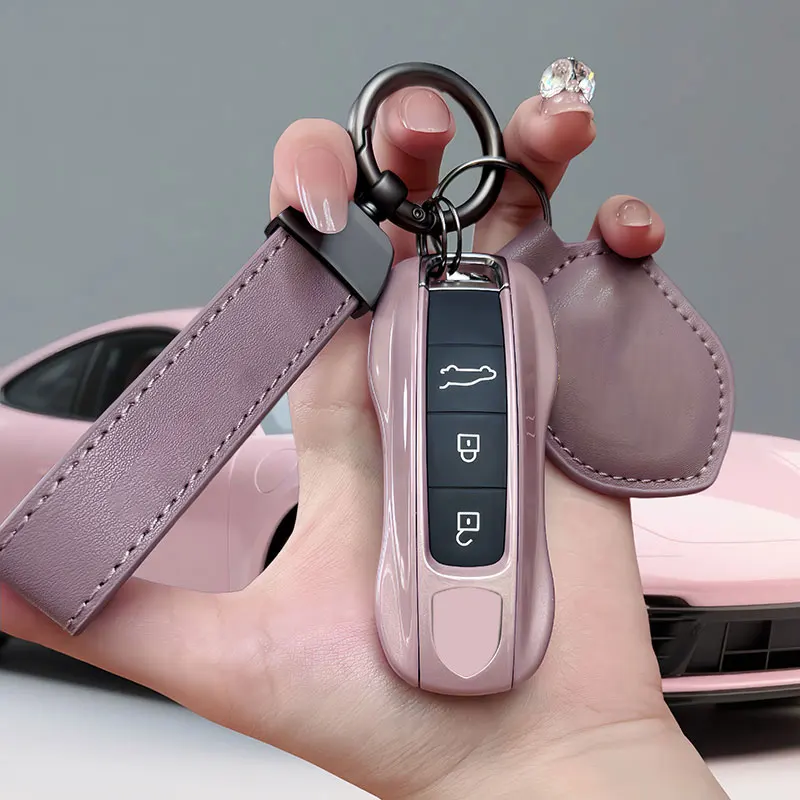 For Porsche Panamera Cayenne Macan 718 Cayman Boxster 911 Taycan 10-25 Car Original Paint Color Key Case Protective Shell Cover