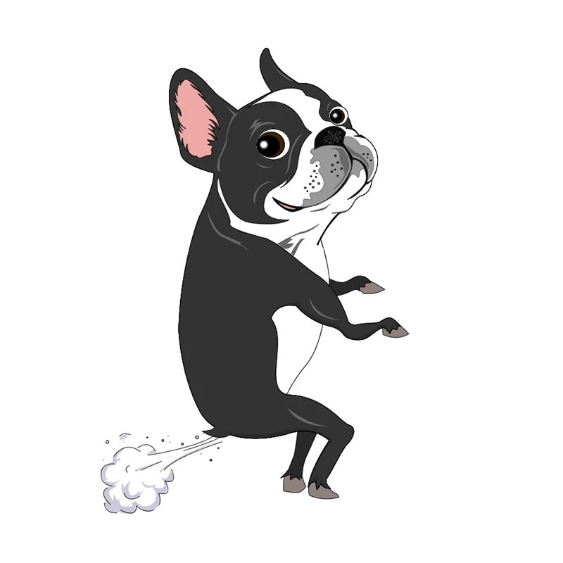 Z114# Funny Animal Car Stickers Boston Dog Terrier Farts Sticker Waterproof Sunscreen Creative Decal Car Accessories