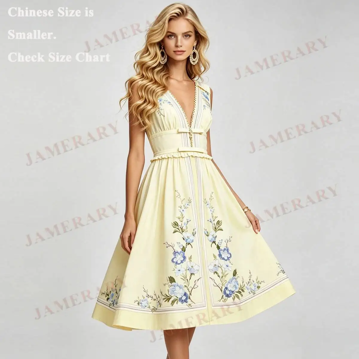

Elegant Brand Designer Summer Floral Long Dress Women Deep V Neck Bohemia Vacation Dresses Elegant Lolita Midi Vestidos
