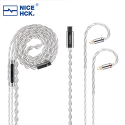 NICEHCK SP4 Type-C Decoding Upgrade Cable with Microphone CX31993 Chip 4 Strands OFC+Silver Plated OFC Mixed Earphone 2Pin Wire