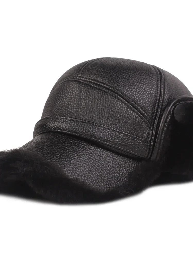AliExpress Winter Warm Duck Tongue Cap With Velvet PU Leather Baseball Cap Men's Windproof Ear Protection Cap With Velvet Cycling Warm Cap