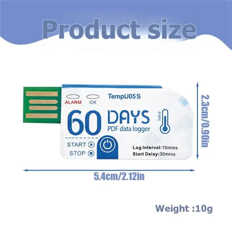 Reliable-Tempu05s USB Temperature Data Logger 5Pcs 60 Day Single Use Temperature Monitor PDF Report Analyzer,Tempu05s USB Temper