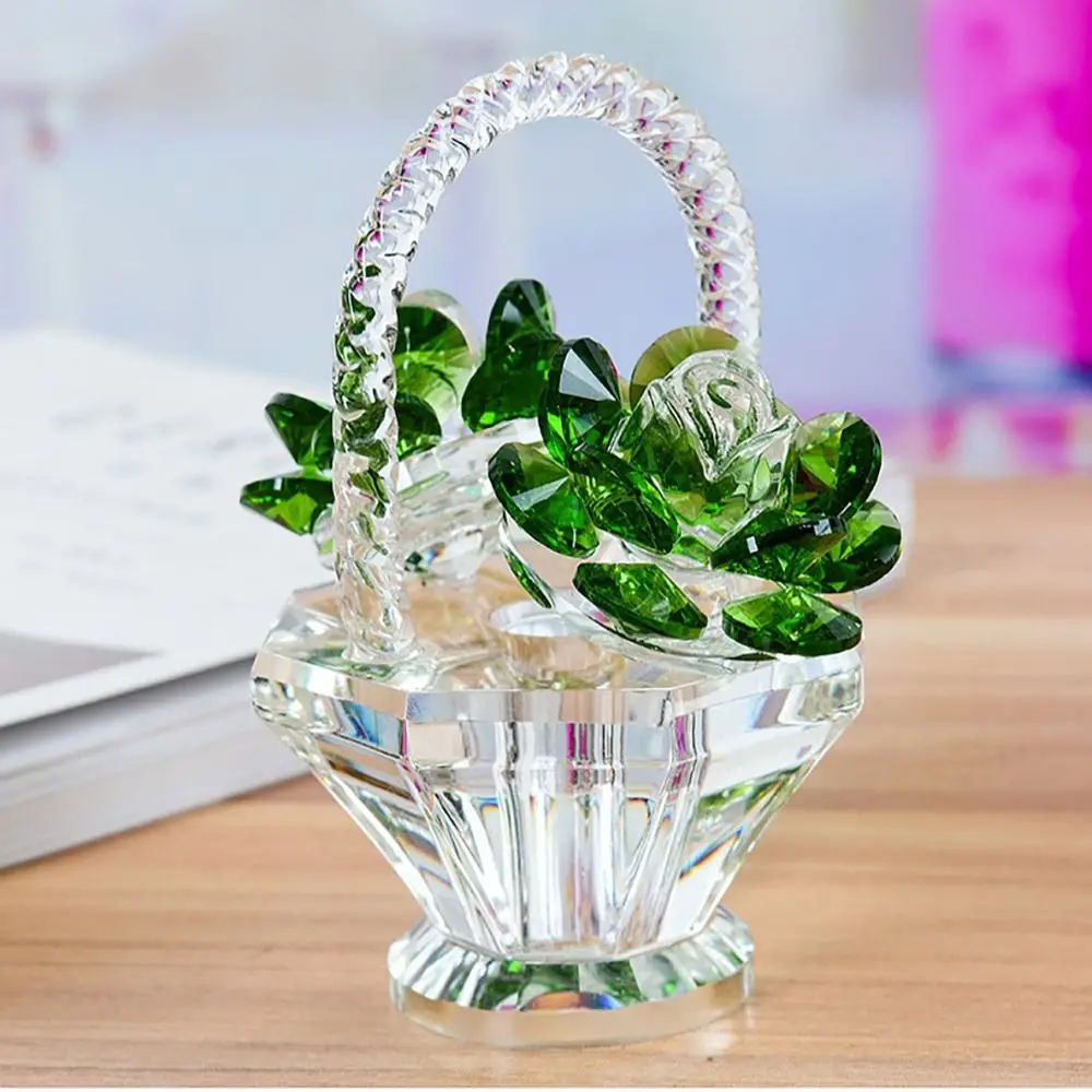 Crystal Flower Basket Decoration,Crystal Flower Basket Decoration,Decorative Ornaments,Tabletop Decoration