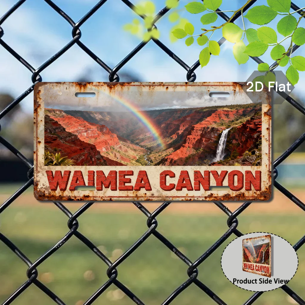 2D Flat Print, 1pc, Vintage Sign, Decorative Use Only, External Accessories (29.97 x 14.99 cm), Waimaea Canyon Landscape Sign, V