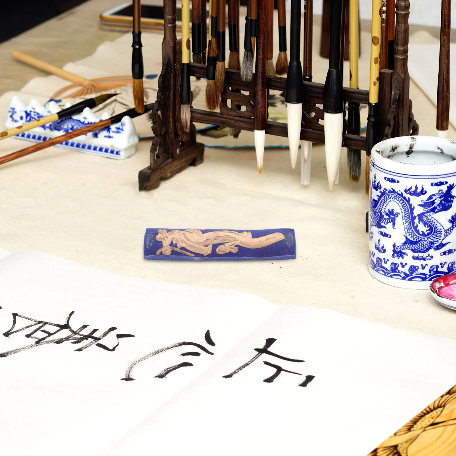 5Pcs Traditional Chinese Calligraphy Ink Sticks Pine Soot Ink Blocks for Writing Painting Practice Handmade Black Pigment