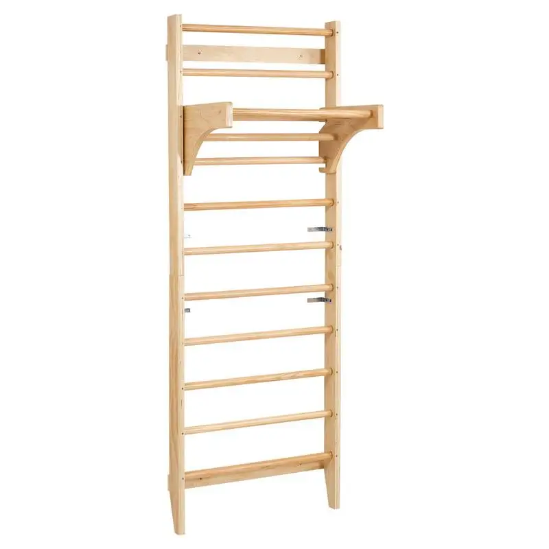 Échelle murale suédoise, structure d'escalade intérieure à 10 marches en bois massif, capacité de charge de 100 kg, échelle d'escalade pour aire de jeux intérieure avec barre de traction – Cadeau idéal pour les enfants