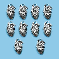 10/20Pcs Antique Silvery Alloy Gothic Punk Style Charms Human Heart Organ pendants For Jewelry Making Findings Crafting Accessor