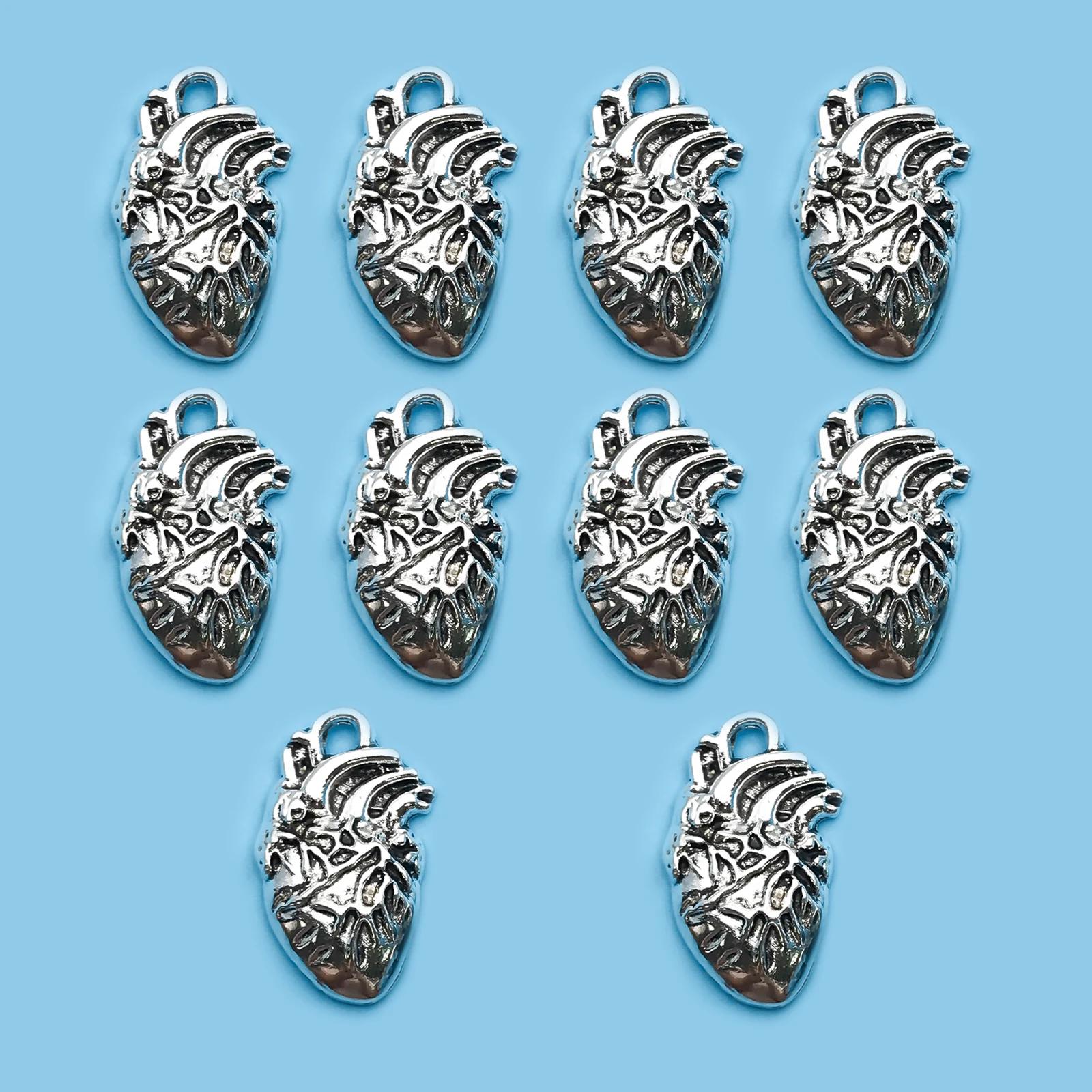10/20 sztuk antyczny srebrzysty stop gotycki styl Punk Charms ludzkie serce Organy wisiorki do tworzenia biżuterii ustalenia Crafting Accessor