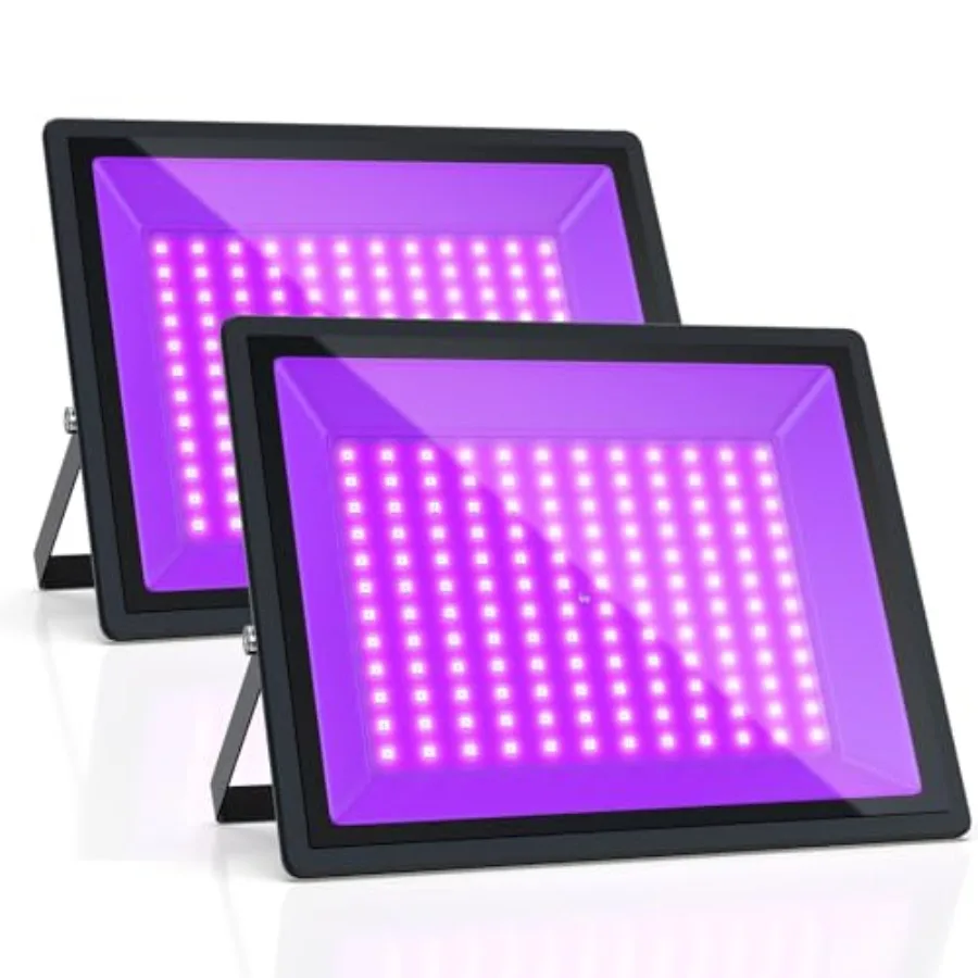 150W UV Black Light, 2 Pack Powerful IP66 Waterproof LED Lamps for Neon Glow Party, Halloween, Christmas Decor and Art Displays