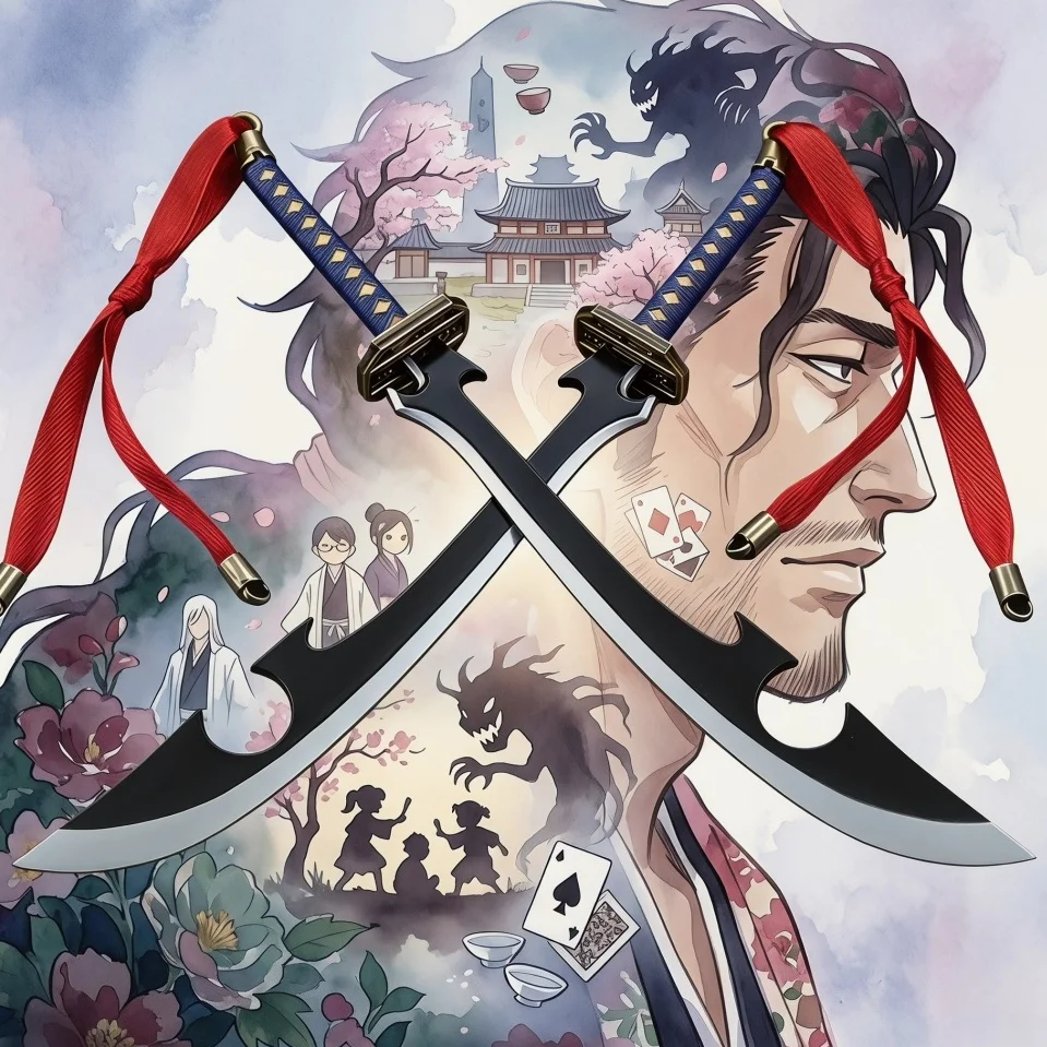 Espada de Acero Kyoraku Shunsui de 10 Pulgadas, 2 Piezas, Katana de Anime Bleach, Cuchillo Ninja de Metal, Hoja de Tamaño Real, Katana Japonesa, Juguete de Samurái, Regalo