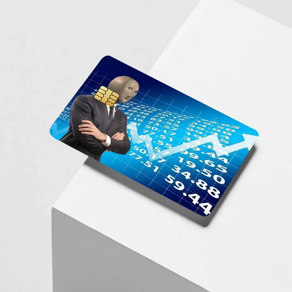 Meme Man Stonks guy Financial Stocks Credit Card Decorative Card Stickers Suitable For Bank Cards Metro Transit Anti-scratch