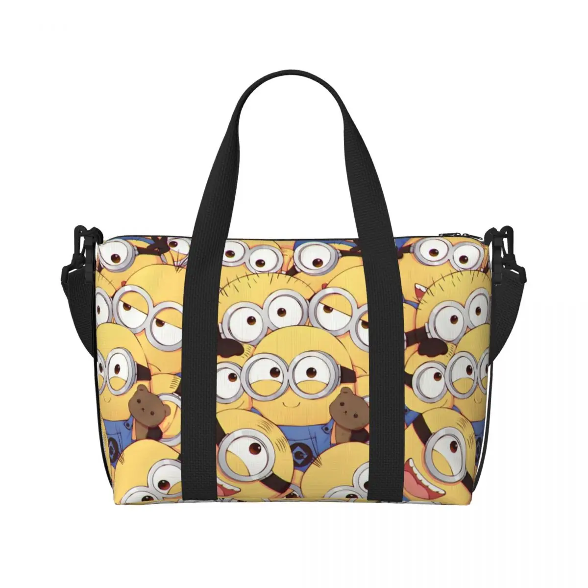 

Пляжная большая сумка M-Miniones на заказ, женская кукла Kawaii, забавный узор, большая отделение, спортивные пляжные дорожные сумки