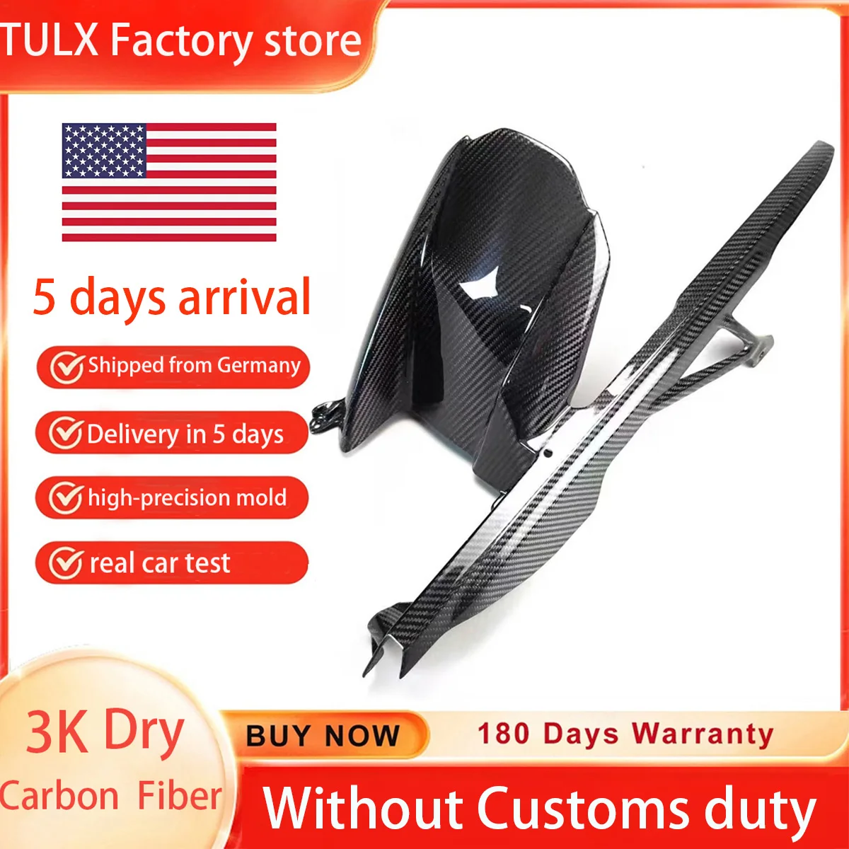 Germany Stock 3K 100% Carbon Fiber Rear Fender Hugger Mudguards Guard For BMW S1000RR S1000R M1000R M1000RR 2019 2020 2023 2024