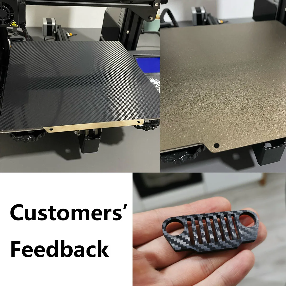 IdeaFormer Double Sided Carbon Fiber PET+PEI Spring Steel Sheet with Magnetic Base 3D Printer Hot Heat Bed for Ender 3/5/CR10