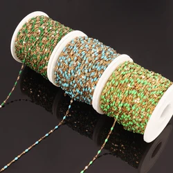 1Meters Stainless Steel Lip Shape Chain Bohemian Colorful Enamel Beads Chain For Making DIY Jewelry Necklace Accessories