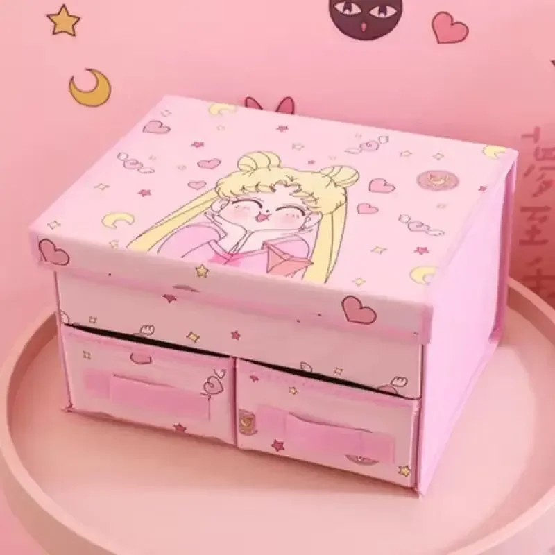 Girl\'S Lovely Anmie Sailor Moon Drawer Underwear Storage Box Fabric Sorting Box Foldable Storage Box Bra Socks With Cover Gift