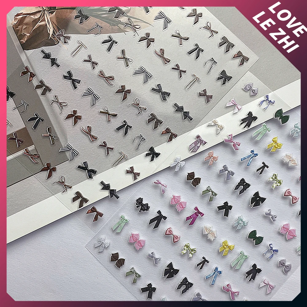 Hoge kwaliteit zwart wit kleurrijke strik nail art sticker stickers zelfklevende sticker diy dames nail art decoratie geschenken