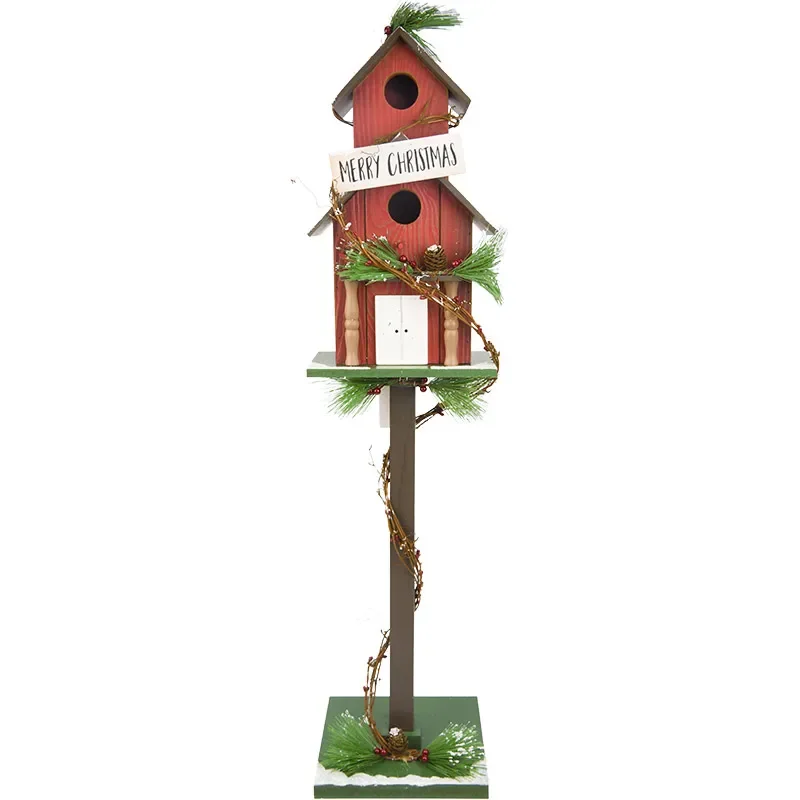 Nordic Vintage Wood Landing Post Box Christmas Decoration Letter Box Shopping Mall Restaurant Indoor Window Christmas Post Box