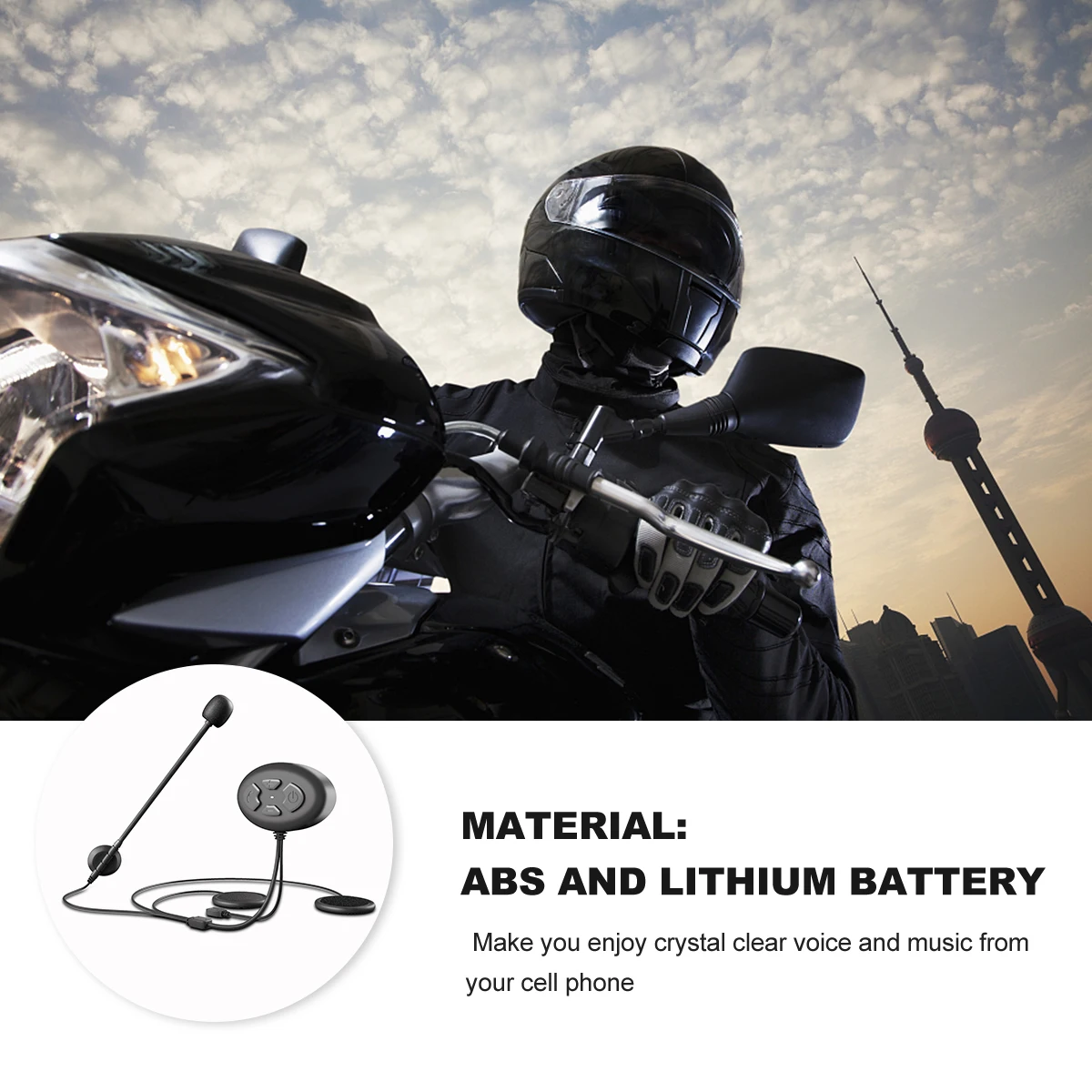 

Waterproof Motorcycle Headset Wireless For Riding Hands-Free Microphone Long Life Compatible