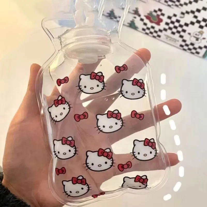 Sanrio Hello Kitty Kawaii Water Injection Hot Water Bags Anime Cinnamoroll Portable Transparent Warm Hands Water Bag Winter Gift