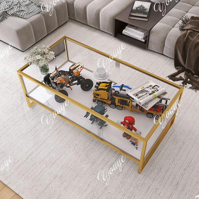 

Italian light luxury slate glass display cabinet millennium falcon transparent storage tea table