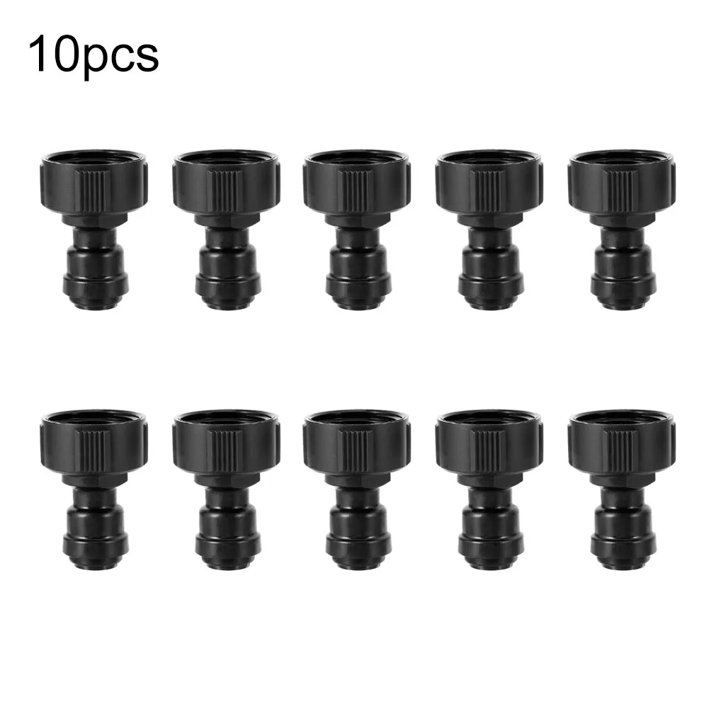 10 Piece ABS Drip Irrigation Faucet Adapters for GHT 3/4 Male Faucets and 1/4 Drip Tubing Quick Connect Push Fit Watertight Seal