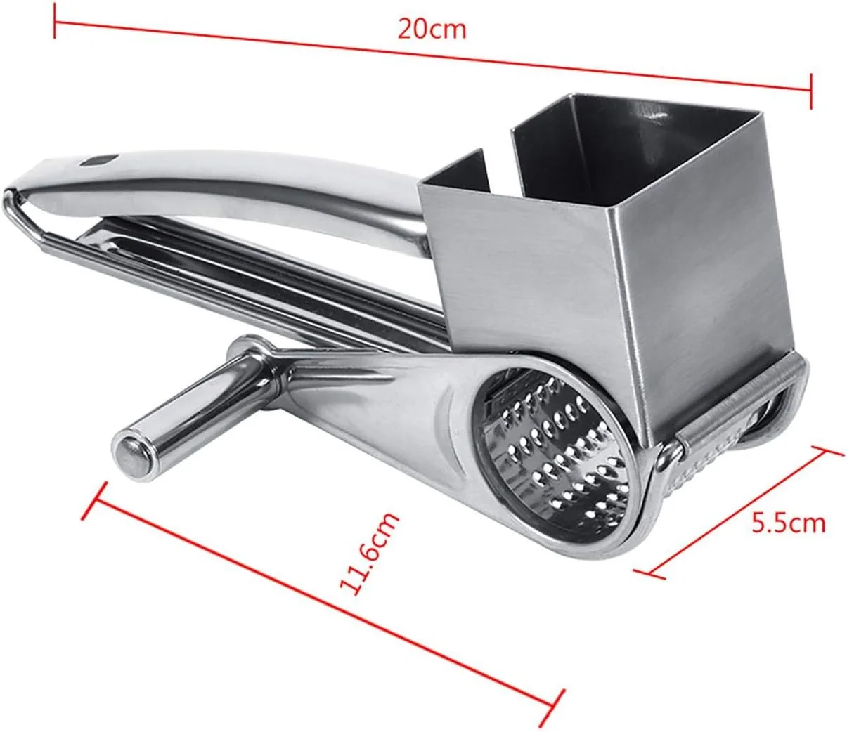 Rotary Cheese Grater Cheese Cutter Slicer Shredder Stainless Steel Manual Handheld Grater for Grating Hard Cheese Chocolate Nuts