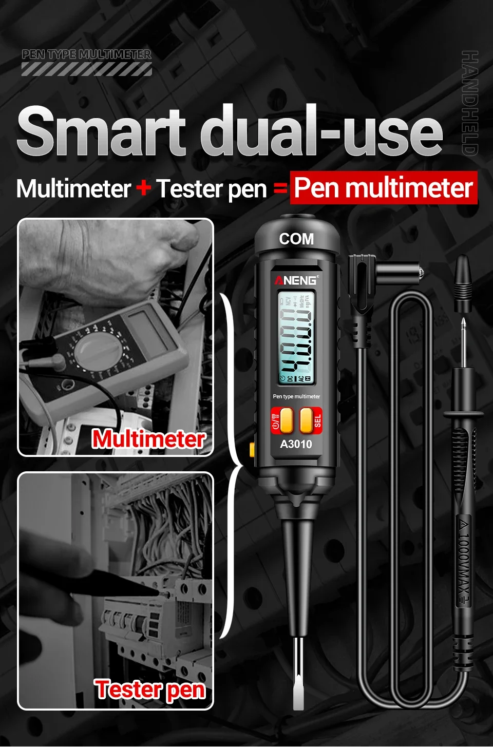 Digital-Multimeter-Tester-Stift ANENG M118A +A3010 Kit True RMS 6000/4000 Counts Auto-Ranging AC/DC Transistor-Spannungsprüfer Werkzeuge – Detail 17